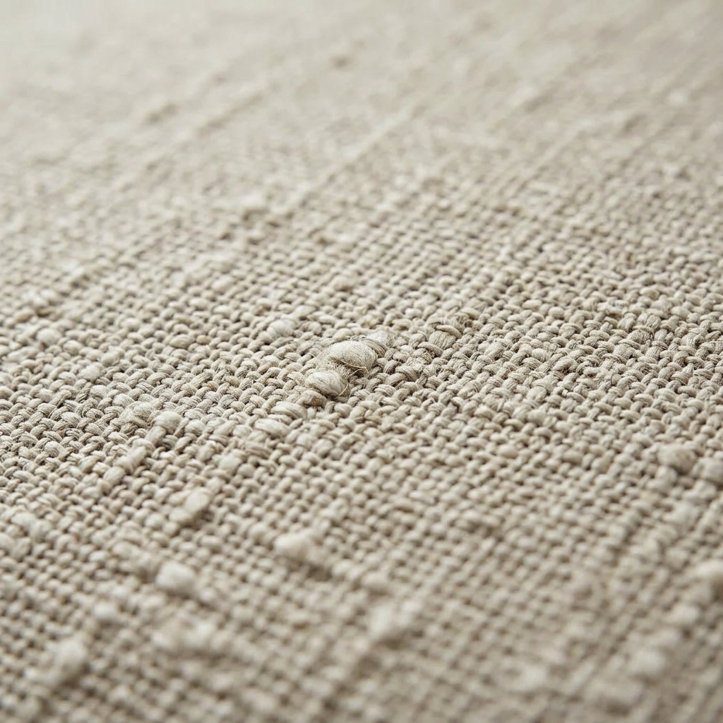 Close-up view of coarse woven natural fiber fabric with visible threads and texture